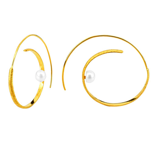 Χρυσά χειροποίητα σκουλαρίκια κρίκοι Κ14