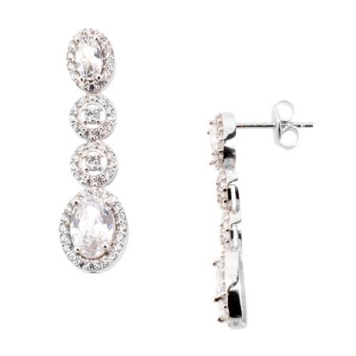 Λευκόχρυσα σκουλαρίκια Κ14 με ζιργκόν