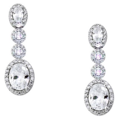 Λευκόχρυσα σκουλαρίκια Κ14 με ζιργκόν