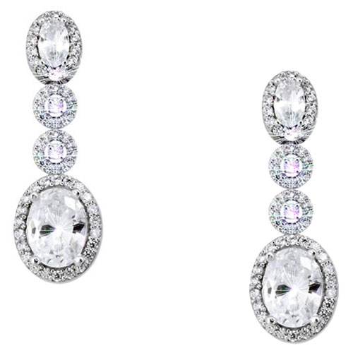 Λευκόχρυσα σκουλαρίκια Κ14 με ζιργκόν