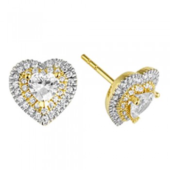 Χρυσά σκουλαρίκια καρδιές Κ14