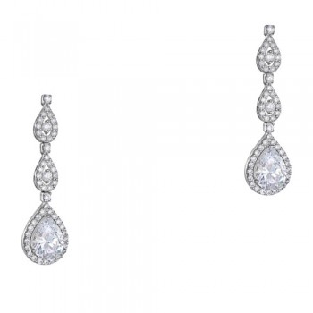 Λευκόχρυσα νυφικά σκουλαρίκια Κ14 με ζιργκόν