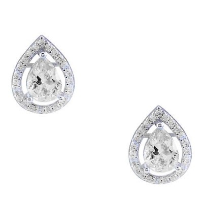 Λευκόχρυσα σκουλαρίκια σταγόνες Κ14 με ζιργκόν