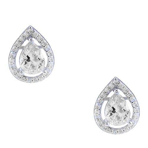 Λευκόχρυσα σκουλαρίκια σταγόνες Κ14 με ζιργκόν