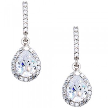 Λευκόχρυσα νυφικά σκουλαρίκια σταγόνες Κ14 με ζιργκόν
