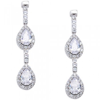 Λευκόχρυσα σκουλαρίκια Κ14 με ζιργκόν