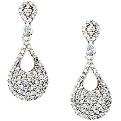 Λευκόχρυσα σκουλαρίκια Κ14 με ζιργκόν