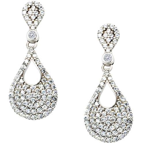 Λευκόχρυσα σκουλαρίκια Κ14 με ζιργκόν