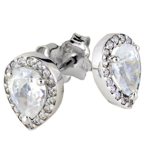 Λευκόχρυσα σκουλαρίκια σταγόνες Κ14