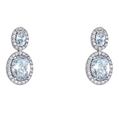 Λευκόχρυσα νυφικά σκουλαρίκια Κ14 με ζιργκόν