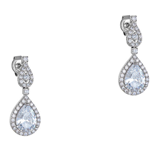 Λευκόχρυσα σκουλαρίκια νυφικά Κ14 με ζιργκόν