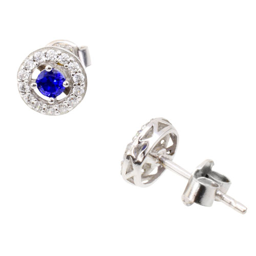 Λευκόχρυσα σκουλαρίκια ροζέτες Κ14 με ζιργκόν