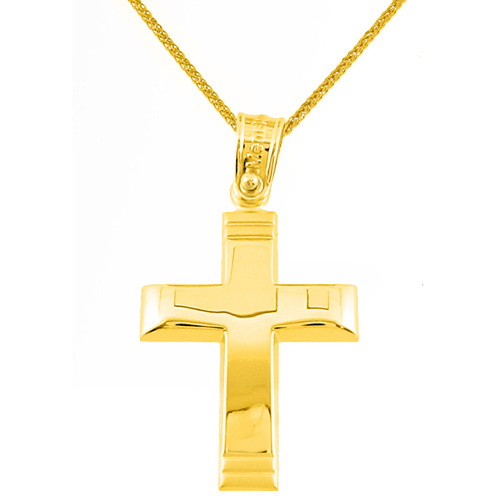 Χρυσός βαπτιστικός σταυρός Κ14 με αλυσίδα