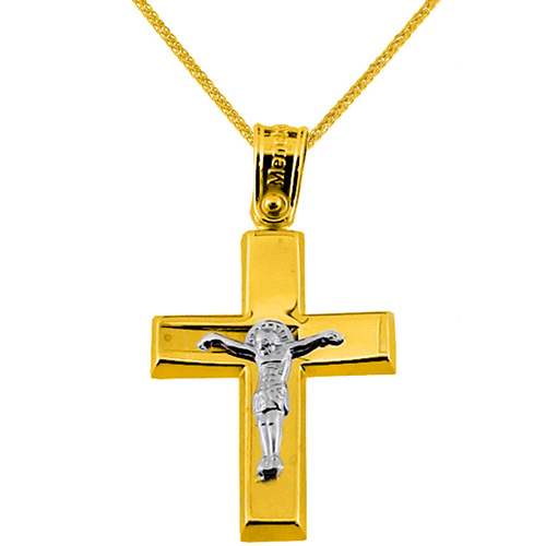 Χρυσός βαπτιστικός σταυρός Κ14 με αλυσίδα