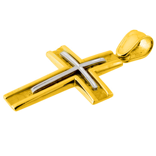 Χρυσός βαπτιστικός σταυρός Κ14 με αλυσίδα