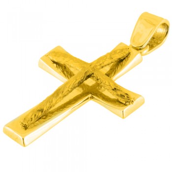 Χρυσός μασίφ βαπτιστικός σταυρός Κ14 με αλυσίδα