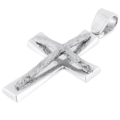 Λευκόχρυσος βαπτιστικός σταυρός Κ14 με αλυσίδα