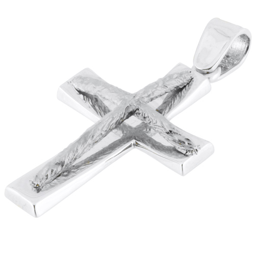 Λευκόχρυσος βαπτιστικός σταυρός Κ14 με αλυσίδα