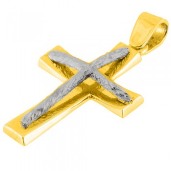 Χρυσός μασίφ βαπτιστικός σταυρός Κ14 με αλυσίδα