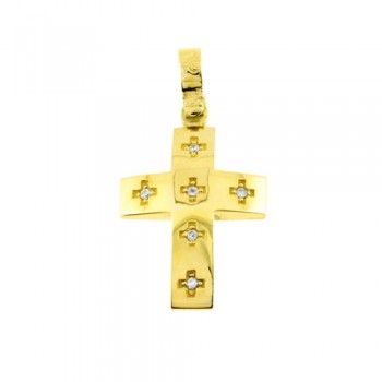 Χρυσός σταυρός Κ9 με ζιργκόν