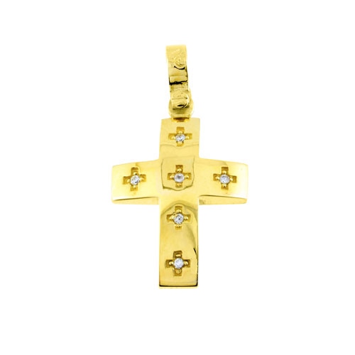 Χρυσός σταυρός Κ9 με ζιργκόν
