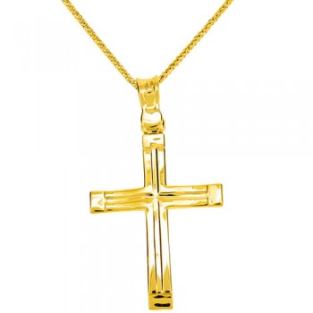 Χρυσός σταυρός Κ9 με αλυσίδα