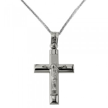 Λευκόχρυσος σταυρός Κ14 με αλυσίδα