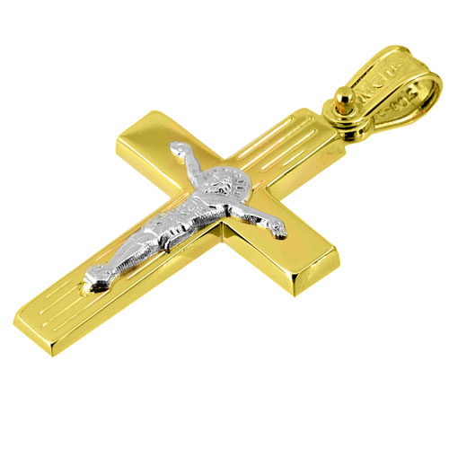 Χρυσός σταυρός Κ14 με αλυσίδα