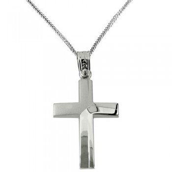 Λευκόχρυσος σταυρός Κ14 με αλυσίδα