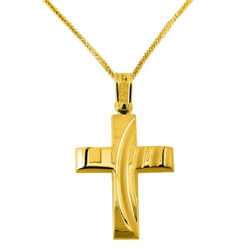 Χρυσός σταυρός Κ14 με αλυσίδα