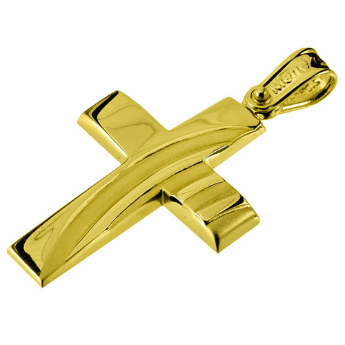 Χρυσός σταυρός Κ14 με αλυσίδα