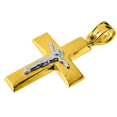 Χρυσός σταυρός Κ14 με αλυσίδα