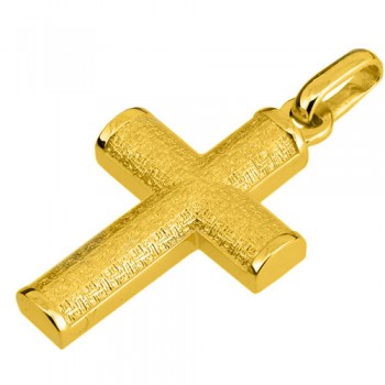 Χρυσός μασίφ σταυρός Κ14 με αλυσίδα