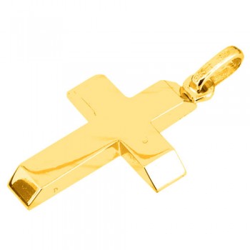 Χρυσός μασίφ σταυρός Κ14 με αλυσίδα