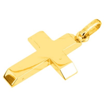 Χρυσός μασίφ σταυρός Κ14 με αλυσίδα