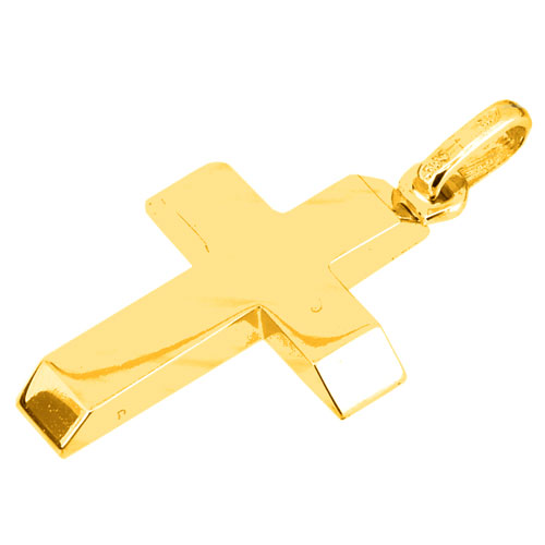 Χρυσός μασίφ σταυρός Κ14 με αλυσίδα