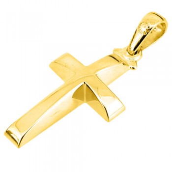 Χρυσός μασίφ σταυρός Κ14 με αλυσίδα