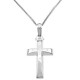 Λευκόχρυσος μασίφ σταυρός Κ14 με αλυσίδα