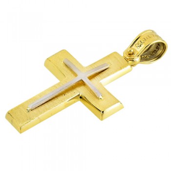 Χρυσός σταυρός Κ14 με αλυσίδα