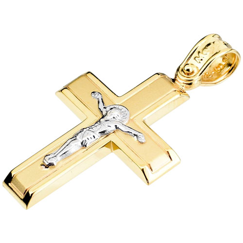 Χρυσός βαπτιστικός σταυρός Κ14 με αλυσίδα