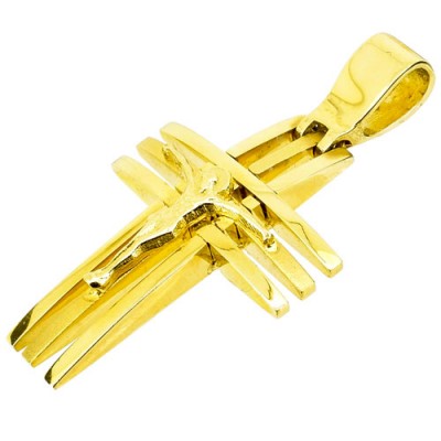 Σταυρός με τον Εσταυρωμένο από μασίφ χρυσό Κ14 με αλυσίδα