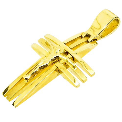Σταυρός με τον Εσταυρωμένο από μασίφ χρυσό Κ14 με αλυσίδα