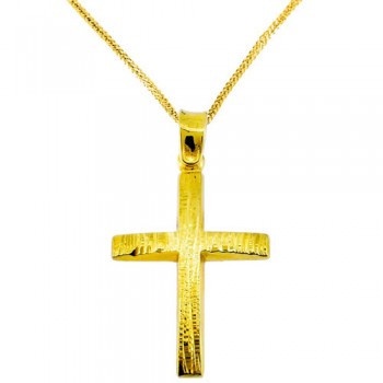 Χρυσός σταυρός Κ14 με αλυσίδα