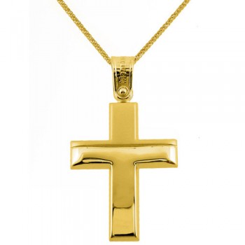 Χρυσός βαπτιστικός σταυρός Κ14 με αλυσίδα
