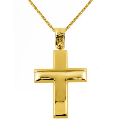 Χρυσός βαπτιστικός σταυρός Κ14 με αλυσίδα
