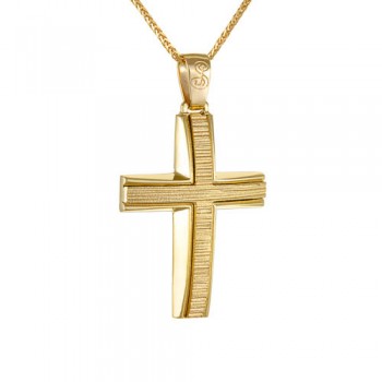 Χρυσός βαπτιστικός σταυρός Κ14 με αλυσίδα