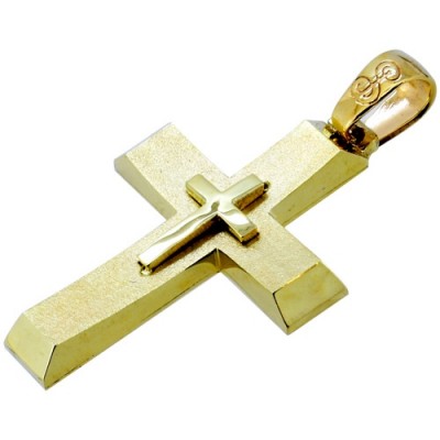 Χρυσός βαπτιστικός σταυρός Κ14 με αλυσίδα