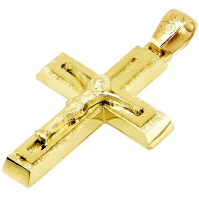 Χρυσός βαπτιστικός σταυρός Κ14 με αλυσίδα