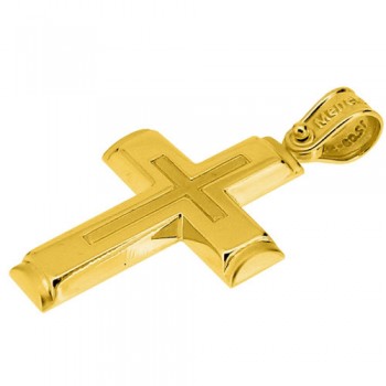 Χρυσός σταυρός Κ14 με αλυσίδα