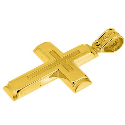Χρυσός σταυρός Κ14 με αλυσίδα